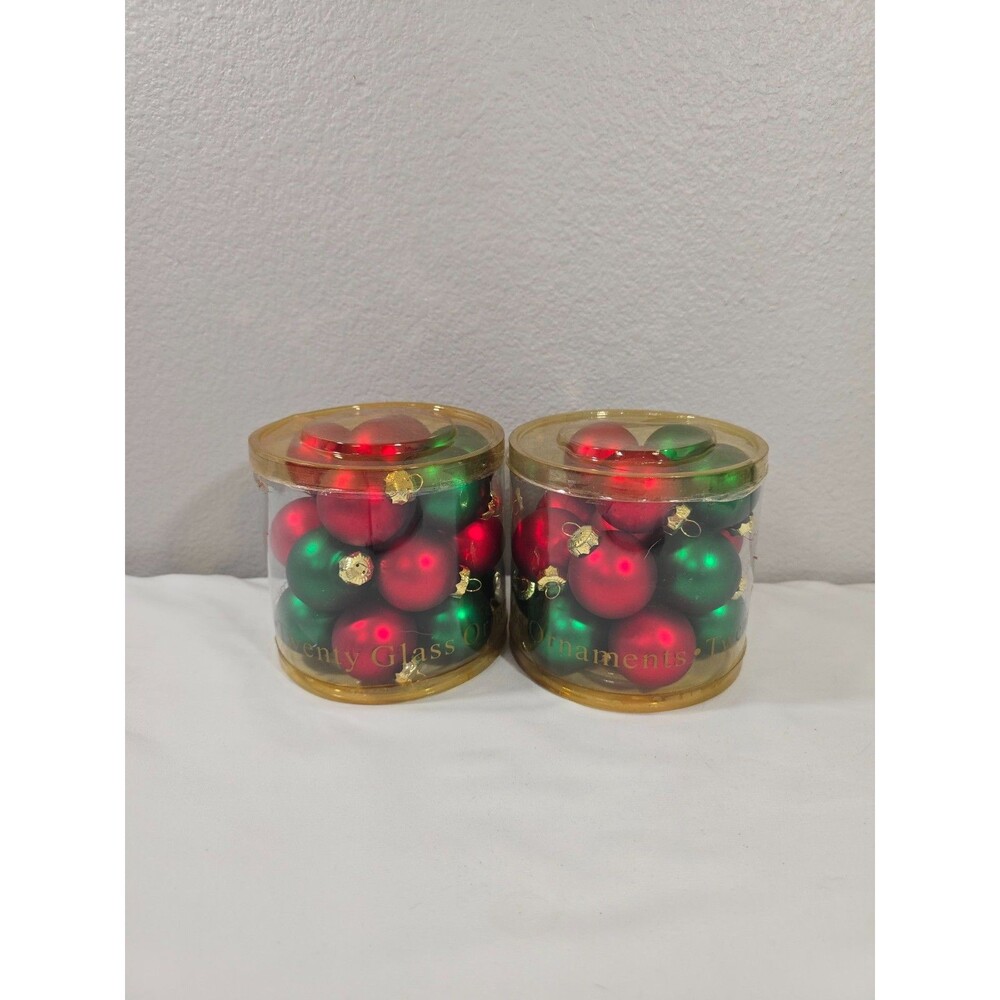 Vintage Lot 40 Glass Ball Christmas Mini Ornaments Red Green Target 2002